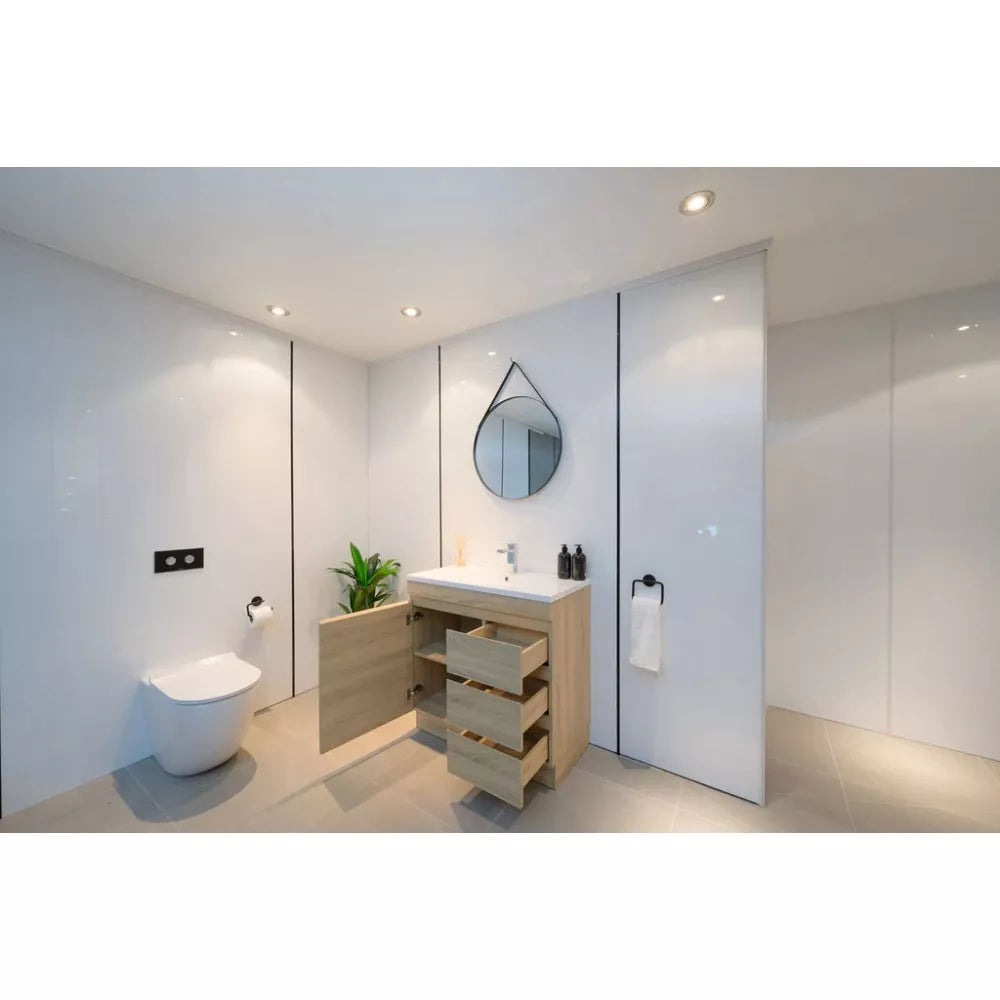 750MM MADRID LIGHT OAK  PLYWOOD FLOORSTANDING VANITY WITH CERAMIC TOP