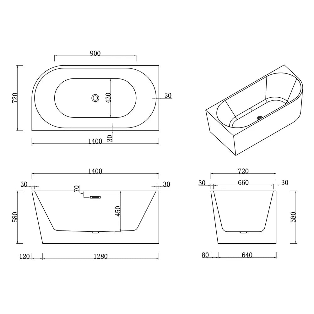 modern corner freestanding bath for compact bathrooms NZ