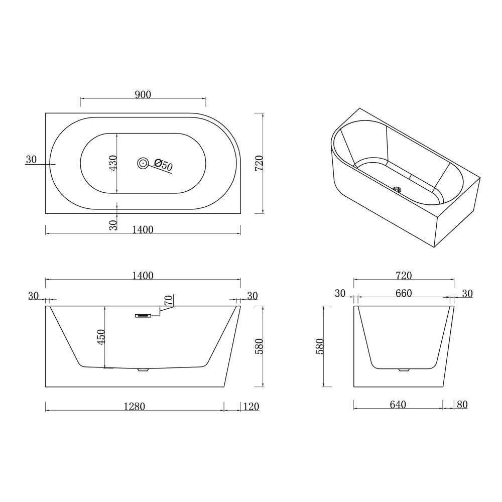 modern corner freestanding bath for compact bathrooms NZ