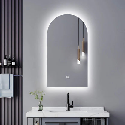 900X500MM BIANCA ARCH SHAPE BACKLIT LED MIRROR DN | DEFOGGER | 3 COLOUR LIGHTS