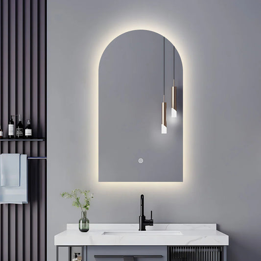 900X500MM BIANCA ARCH SHAPE BACKLIT LED MIRROR DN | DEFOGGER | 3 COLOUR LIGHTS