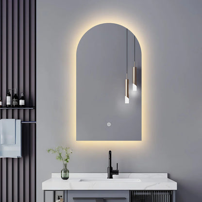 900X500MM BIANCA ARCH SHAPE BACKLIT LED MIRROR DN | DEFOGGER | 3 COLOUR LIGHTS