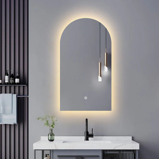 900X500MM BIANCA ARCH SHAPE BACKLIT LED MIRROR DN | DEFOGGER | 3 COLOUR LIGHTS