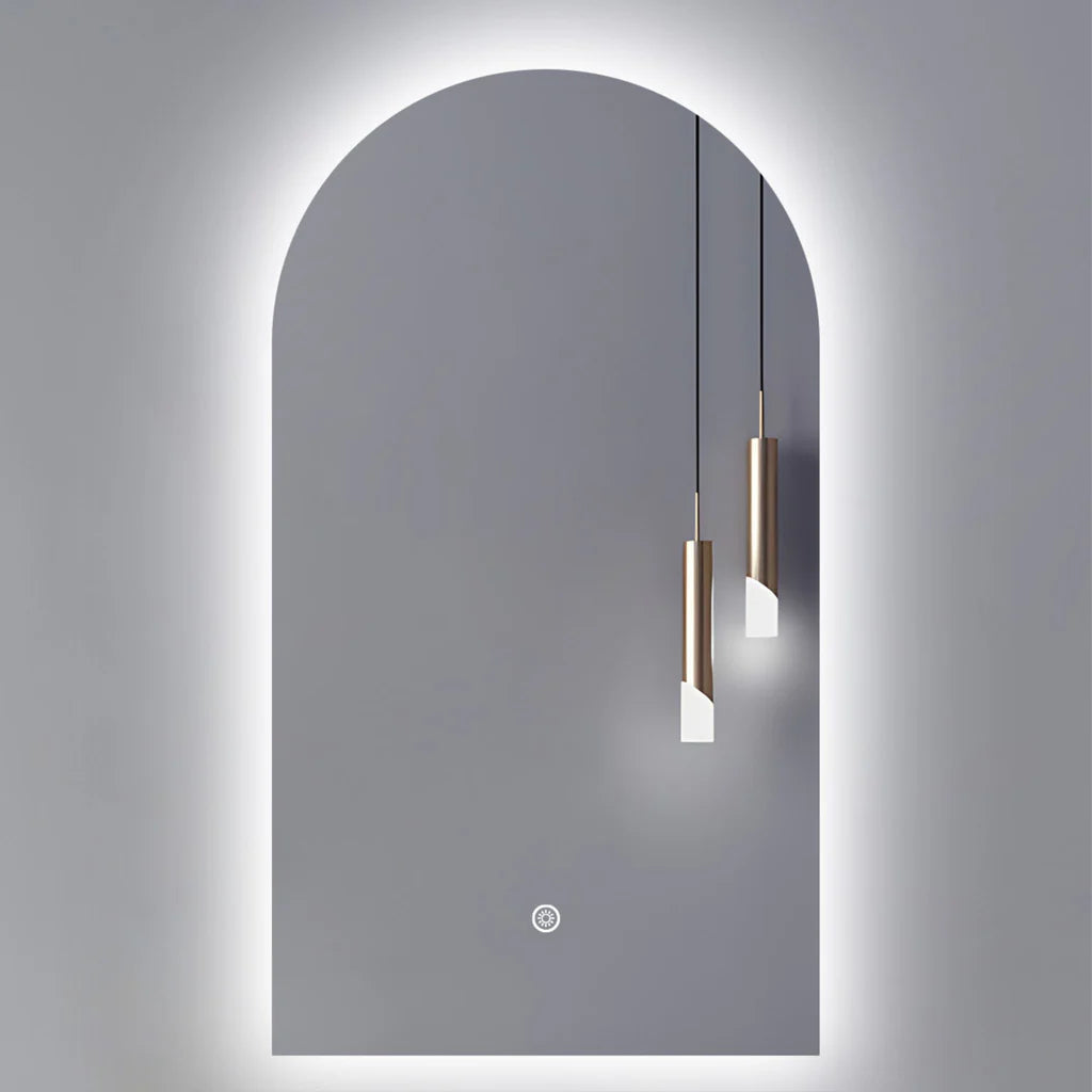 900X500MM BIANCA ARCH SHAPE BACKLIT LED MIRROR DN | DEFOGGER | 3 COLOUR LIGHTS