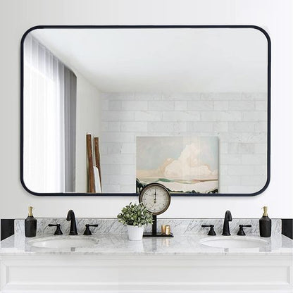 900x750MM SERAPHINE BLACK ALUMINIUM FRAMED MIRROR DN - The Tile Collection™