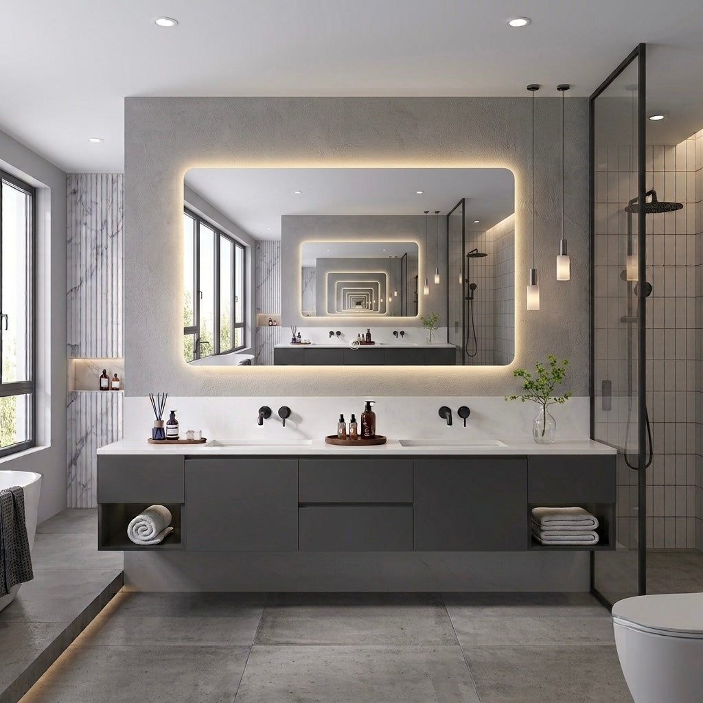 1200X800MM RECTANGULAR BACKLIT LED MIRROR  WITH DEMISTER DN | TOUCH CONTROL | 3 COLOUR TEMPERATURES