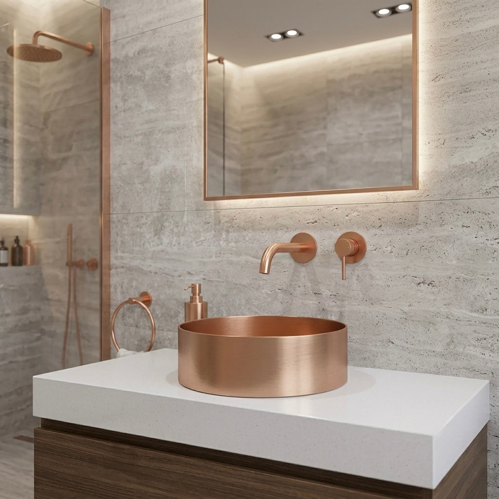 400MM ROUND STAINLESS STEEL BASIN SINK - BRUSHED COPPER