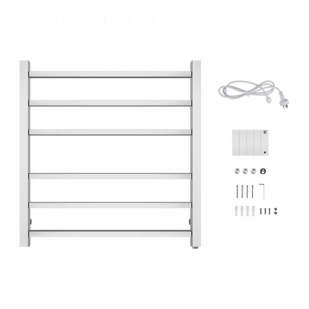 6 BAR SQUARE HEATED TOWEL RAIL 674H*620W*120D- CHROME - The Tile Collection™