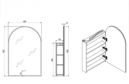 CLEARANCE ARCH LED MIRROR CABINET DN| IR WAVE SENSOR | 3-COLOUR LIGHT | DEMISTER |  MATTE WHITE