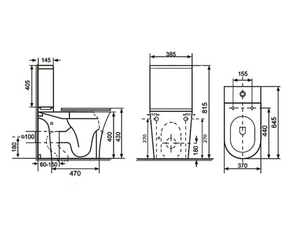ELEMENTI CURA CC CLOSED COUPLED TOILET SUITE