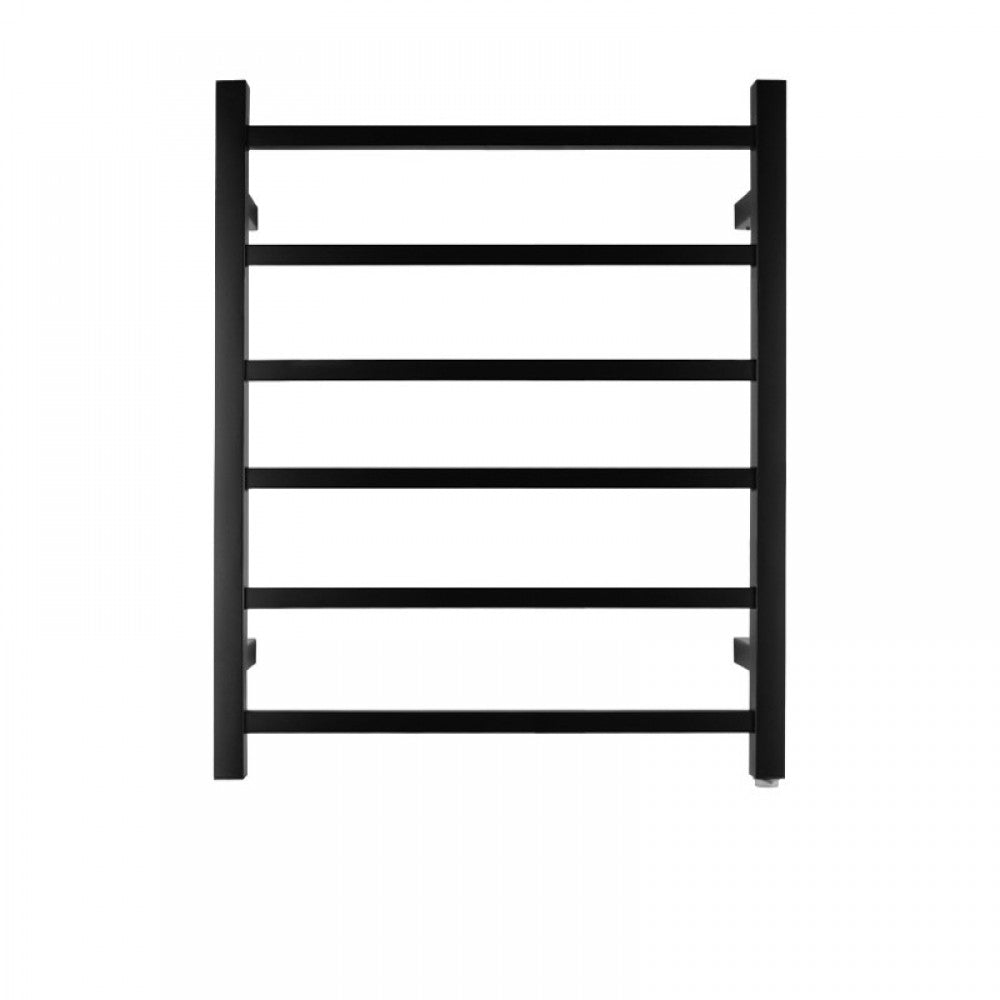 6 BAR SQUARE HEATED TOWEL RAIL 800H*600W*120D- MATTE BLACK