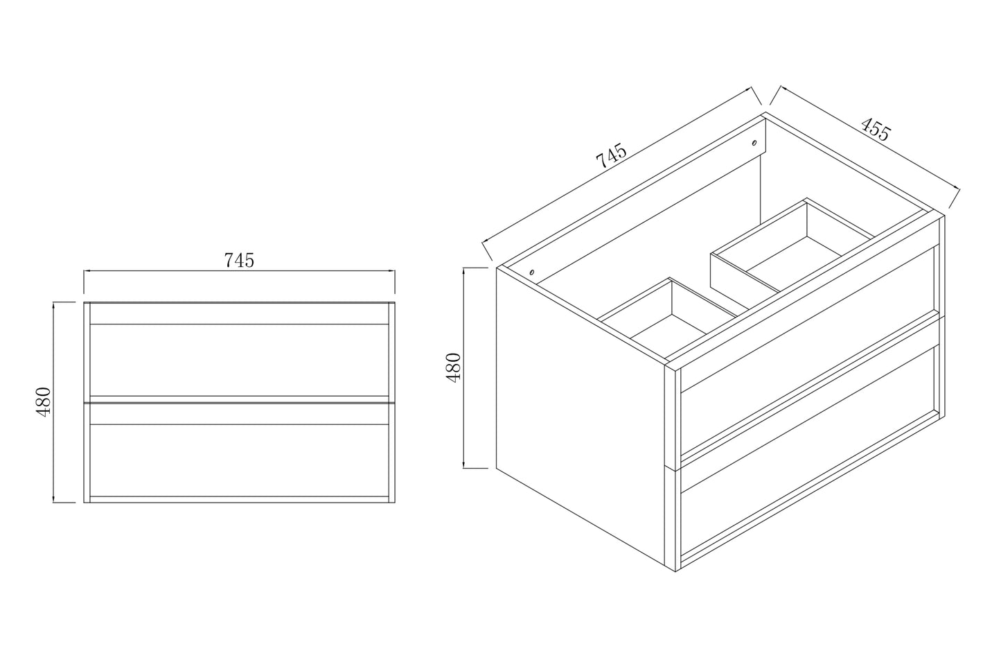 ASPEN WALNUT WALL HUNG VANITY 750MM | 2 DRAWERS, PLYWOOD FLOATING VANITY NZ