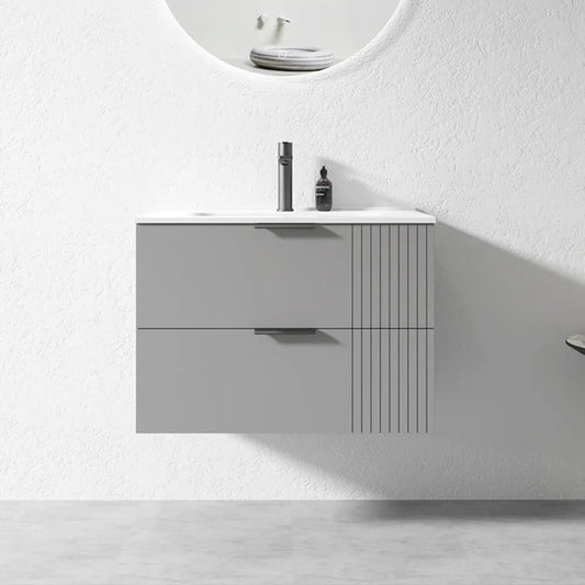 600mm grey wall hung bathroom vanity – modern floating design