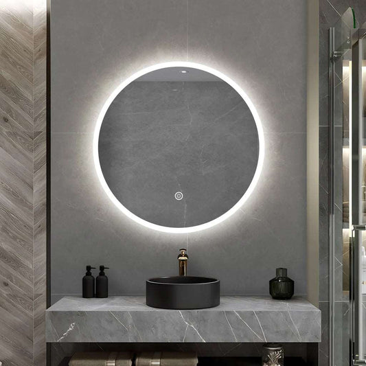 600MM ELBA ROUND LED MIRROR BC| DEMISTER | 3 COLOUR LIGHTS | 20MM RIM