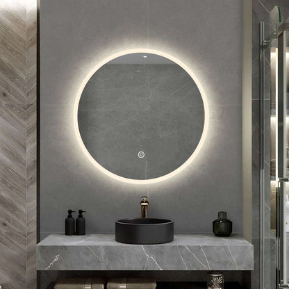 700MM ELBA ROUND LED MIRROR BC| DEMISTER| 3 COLOUR LIGHTS | 20MM RIM