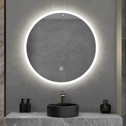 800MM ELBA ROUND LED MIRROR BC| DEMISTER | 3 COLOUR LIGHTS | 20MM RIM