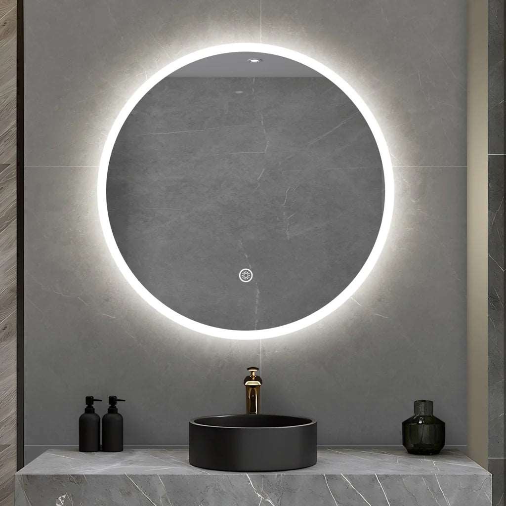 700MM ELBA ROUND LED MIRROR BC| DEMISTER| 3 COLOUR LIGHTS | 20MM RIM