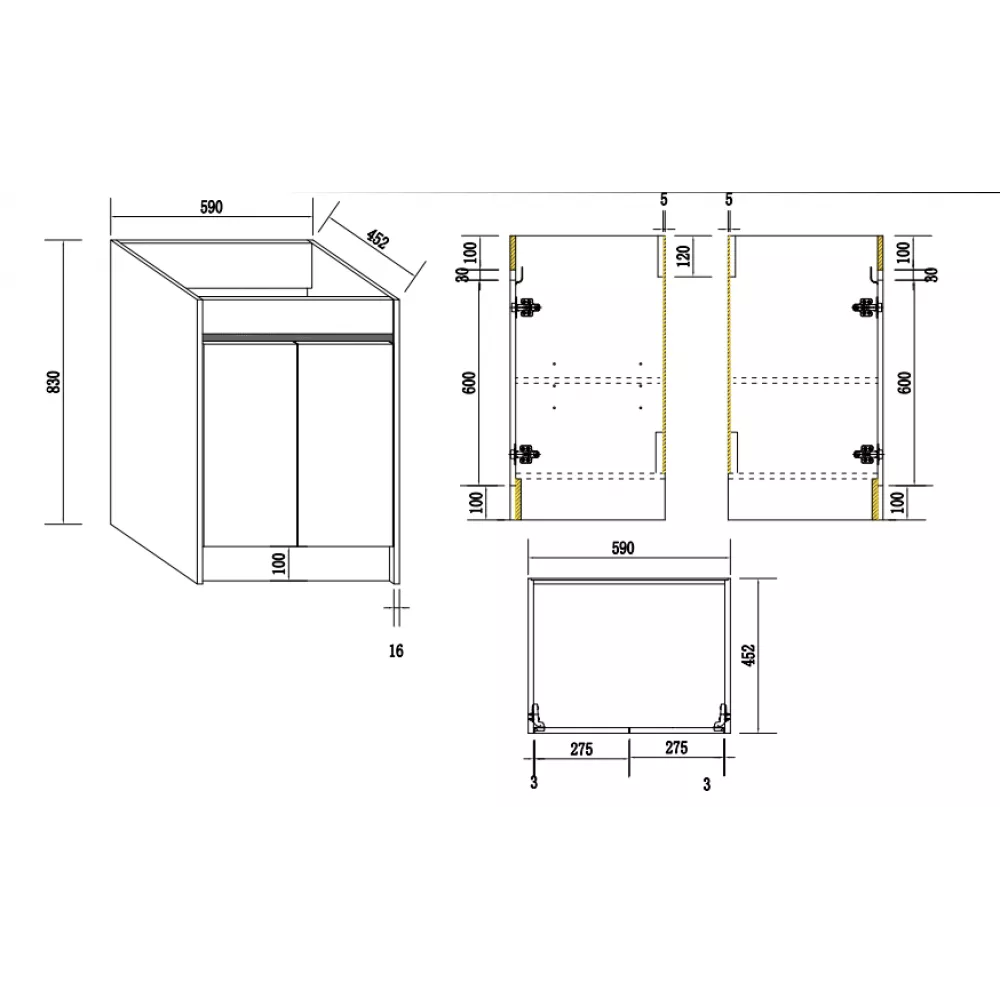 BC7 600MM PLYWOOD FLOOR STANDING VANITY WITH CERAMIC TOP - The Tile Collection™
