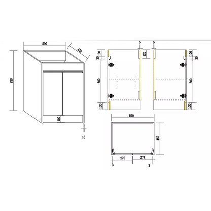 BC7 600MM PLYWOOD FLOOR STANDING VANITY WITH CERAMIC TOP - The Tile Collection™