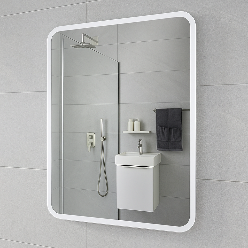 600x750MM ZEPHYR FRONT-LIT RECTANGULAR LED MIRROR WITH ROUND EDGES - The Tile Collection™