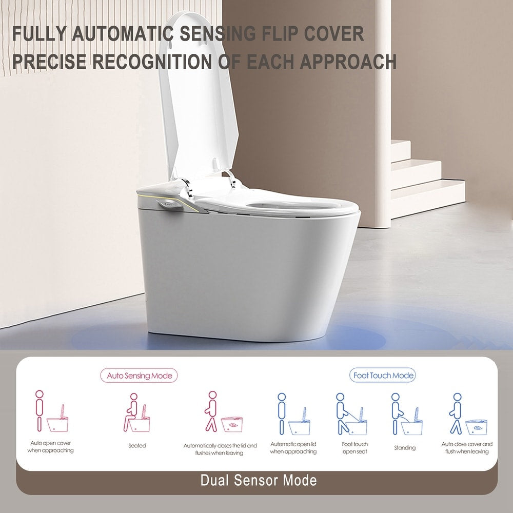 Iris Intelligent Smart Toilet NZ | One-Piece Bidet Toilet with Auto Flip Lid, Heated Seat, Warm Air Dryer & Night Light – White