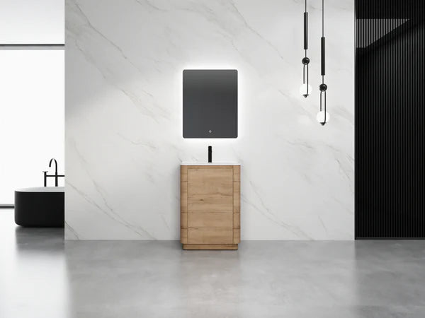 600MM BROOK CURVED FLOORSTANDING VANITY | HONEY OAK