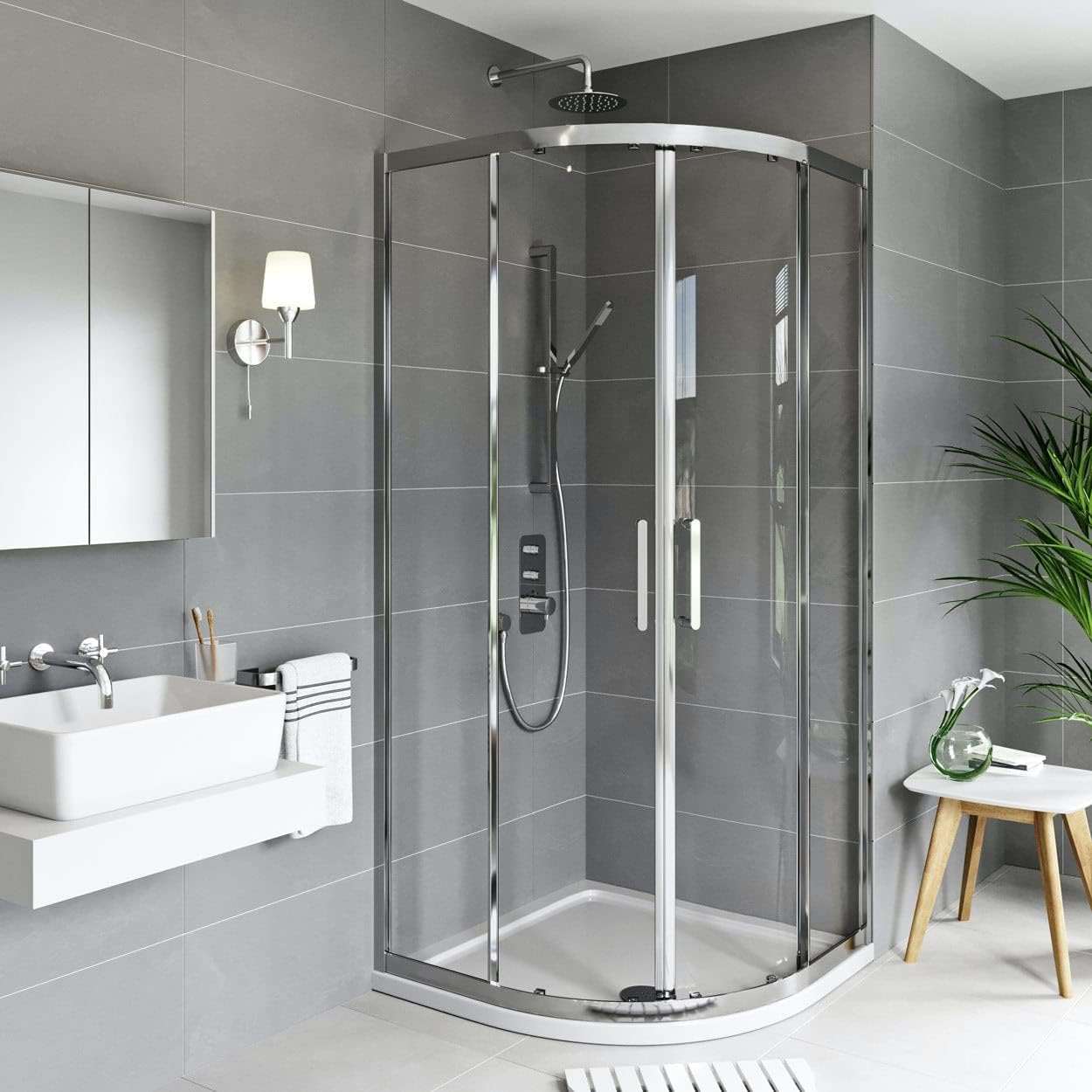 900X900MM ROUND SHOWER ENCLOSURE KIT - CHROME - The Tile Collection™