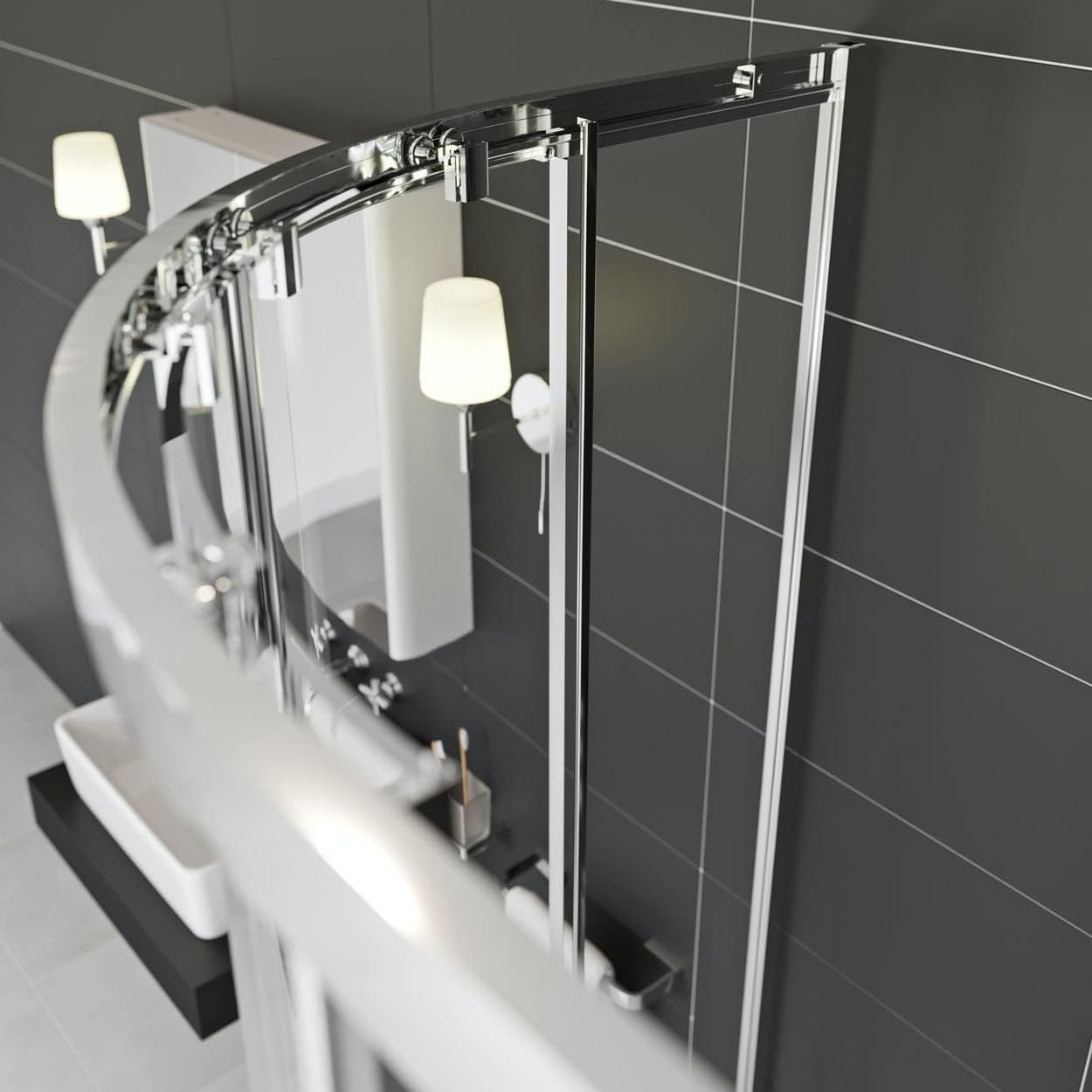 900X900MM ROUND SHOWER ENCLOSURE KIT - CHROME - The Tile Collection™