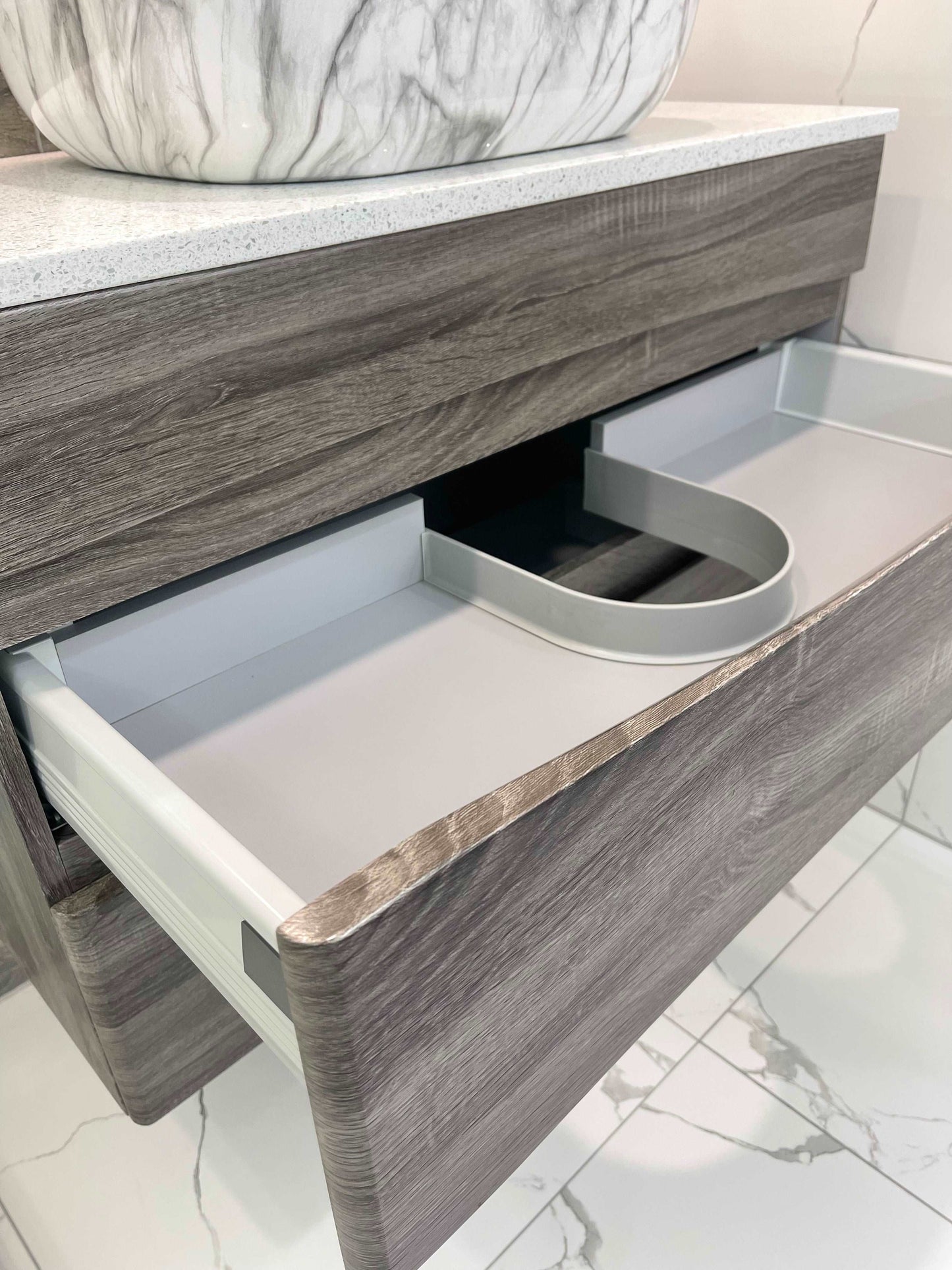 900MM SONOMA OAK GREY SINGLE BASIN WALLHUNG VANITY - The Tile Collection™