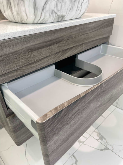900MM SONOMA OAK GREY SINGLE BASIN WALLHUNG VANITY - The Tile Collection™