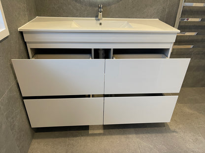 1200MM POLO GLOSS WHITE PLYWOOD FLOORSTANDING VANITY SINGLE BASIN