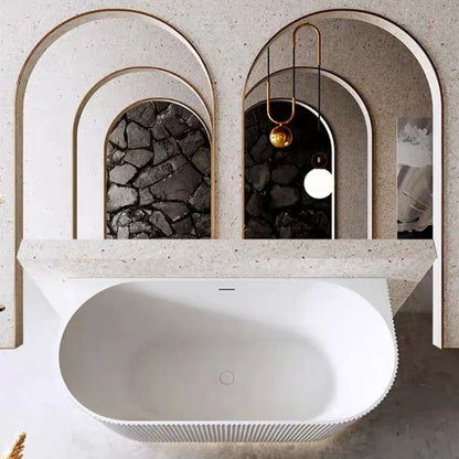 1500MM ZEPHYR FLUTTED V-GROVE FREESTANDING BACK TO WALL BATH - MATTE WHITE - The Tile Collection™