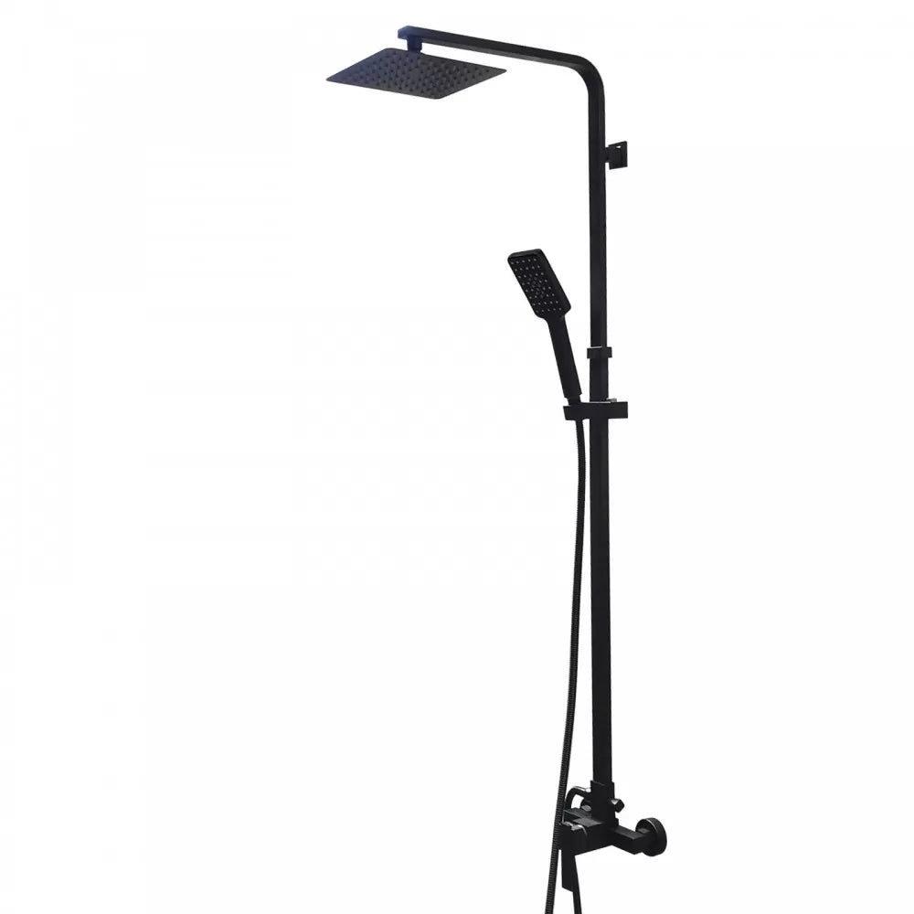 FUSION SQUARE RAIN SHOWER SET WITH EXTERNAL MIXER - MATTE BLACK - The Tile Collection™