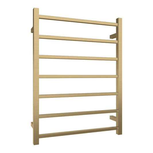 7 BAR SQUARE HEATED TOWEL RAIL DN 800H*600W*120D- BRUSHED BRASS