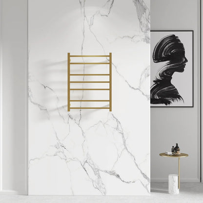 7 BAR SQUARE HEATED TOWEL RAIL DN 800H*600W*120D- BRUSHED BRASS