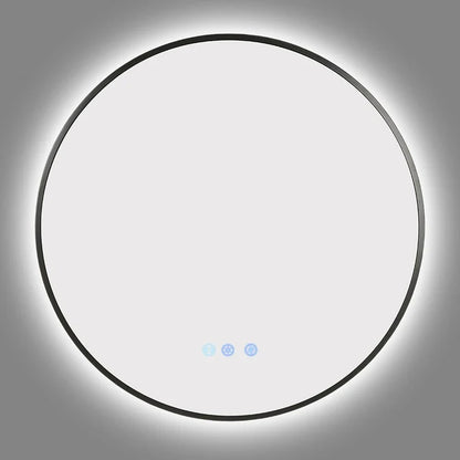 700MM ROUND BACKLIT LED MIRROR WITH MOTION SENSOR & GUNMETAL FRAME | DEFOGGER | 3 COLOUR LIGHTS
