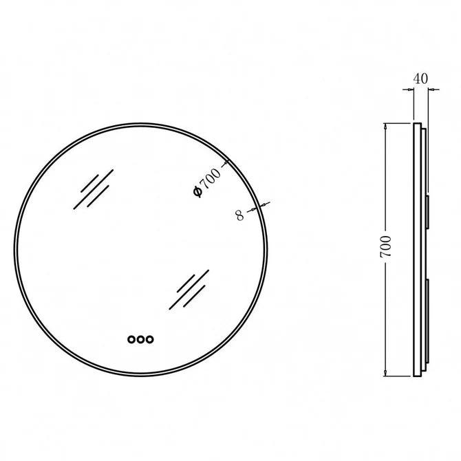 700MM ROUND BACKLIT LED MIRROR WITH MOTION SENSOR & GUNMETAL FRAME | DEFOGGER | 3 COLOUR LIGHTS