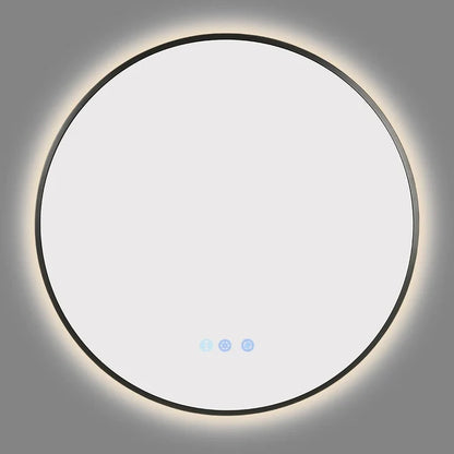 700MM ROUND BACKLIT LED MIRROR WITH MOTION SENSOR & GUNMETAL FRAME | DEFOGGER | 3 COLOUR LIGHTS