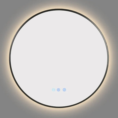 700MM ROUND BACKLIT LED MIRROR WITH MOTION SENSOR & GUNMETAL FRAME | DEFOGGER | 3 COLOUR LIGHTS