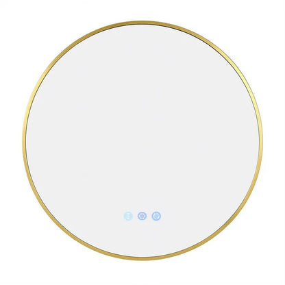700MM ROUND BACKLIT LED MIRROR WITH MOTION SENSOR & BRUSHED BRASS FRAME | DEFOGGER | 3 COLOUR LIGHTS