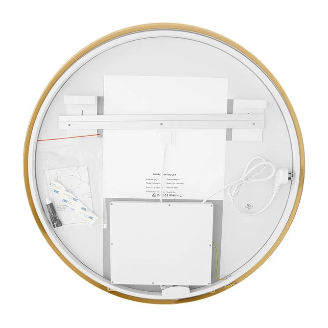 700MM ROUND BACKLIT LED MIRROR WITH MOTION SENSOR & BRUSHED BRASS FRAME | DEFOGGER | 3 COLOUR LIGHTS