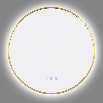 700MM ROUND BACKLIT LED MIRROR WITH MOTION SENSOR & BRUSHED BRASS FRAME | DEFOGGER | 3 COLOUR LIGHTS