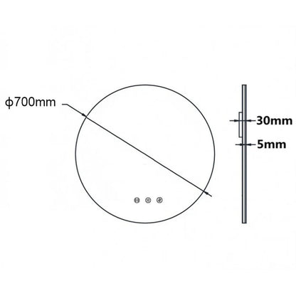 700MM ROUND BACKLIT LED MIRROR WITH MOTION SENSOR  DEFOGGER | 3 COLOUR LIGHTS