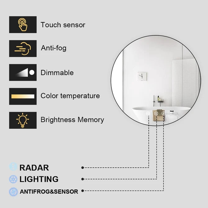 700MM ROUND BACKLIT LED MIRROR WITH MOTION SENSOR  DEFOGGER | 3 COLOUR LIGHTS