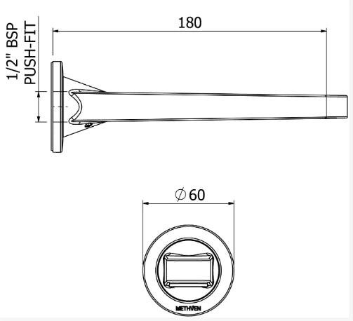 METHVEN GLIDE WALL MOUNTED BATH SPOUT- CHROME
