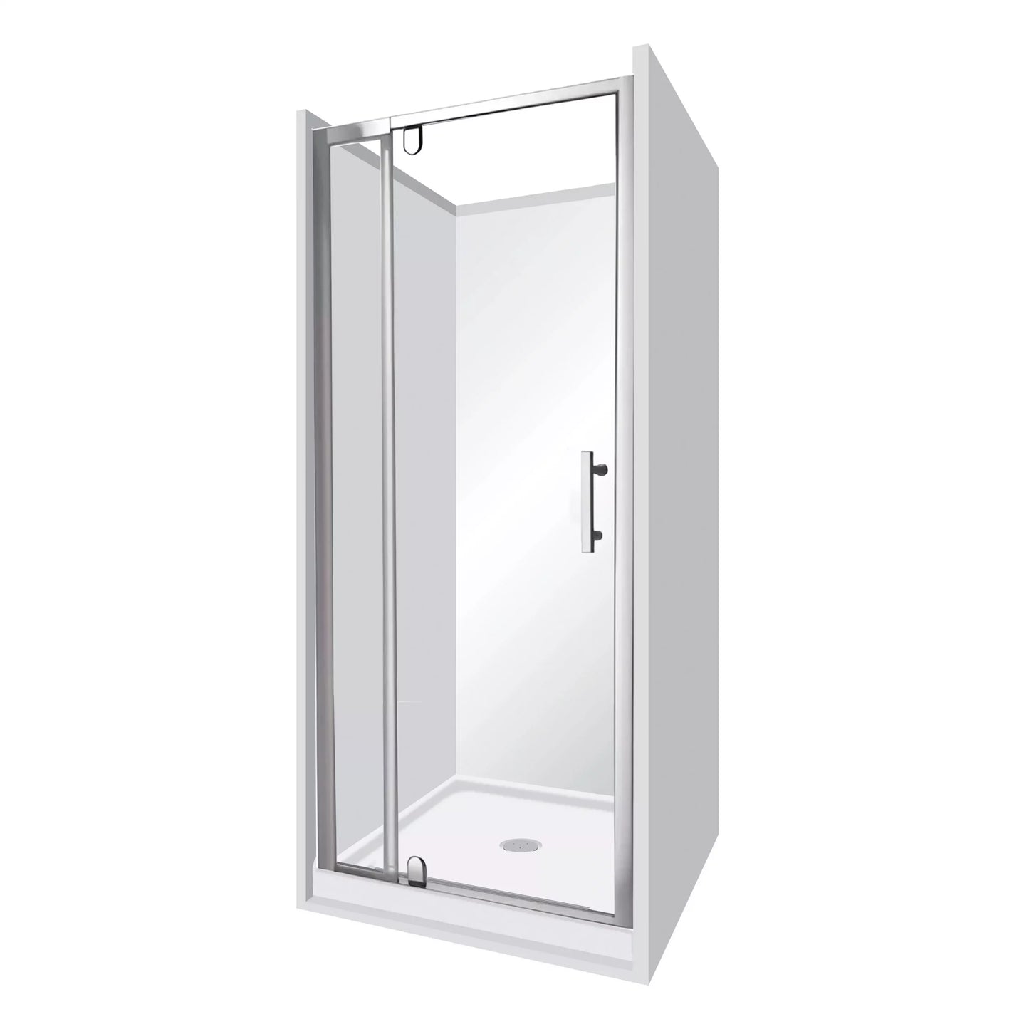 900x900x900MM ALCOVE 3 SIDED SHOWER ENCLOSURE WITH SWING DOOR - CHROME