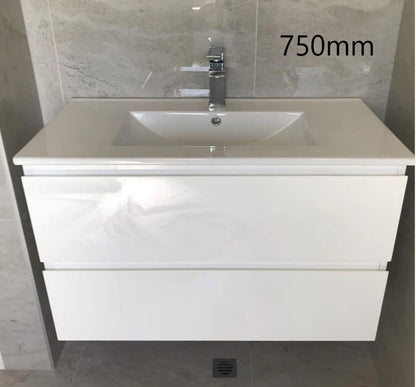 750MM NELSON GLOSS WHITE PLYWOOD WALL HUNG VANITY