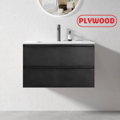 NELSON WALL HUNG VANITY | 750MM | DARK OAK | PLYWOOD - The Tile Collection™