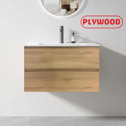 NELSON WALL HUNG VANITY | 900MM | LIGHT OAK | PLYWOOD