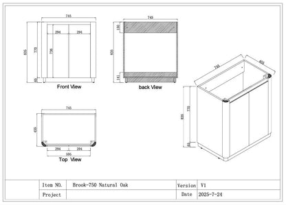 750MM BROOK CURVED FLOORSTANDING VANITY | HONEY OAK